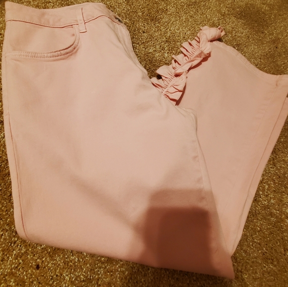 NWT / ZARA- Pink Barbie Core Capri Ruffle A Line Pants- Large - Picture 6 of 14